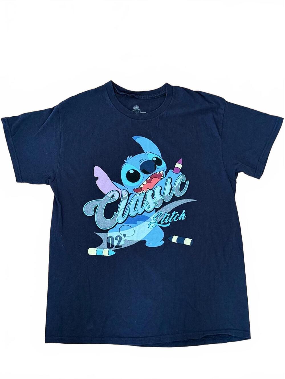 Disney Lilo & Stitch Classic Stitch Graphic T-Shirt Navy Blue Unisex Tee